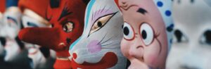 assorted mask wall decor